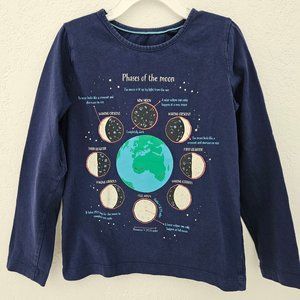 Mini Boden, ong Sleeve Boy's Tee, "Phases of the Moon",  Sz 7-8Y